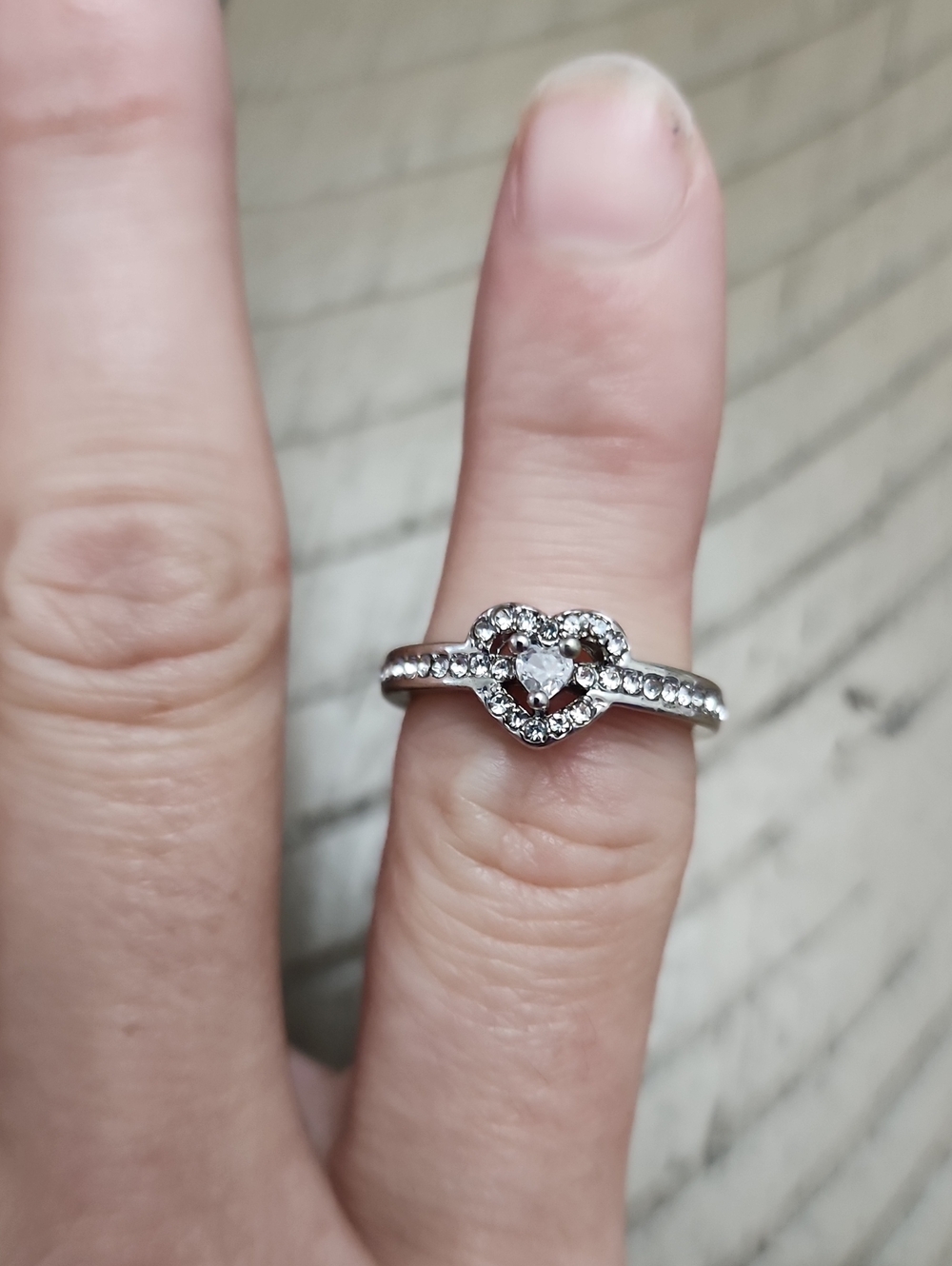 925 Sterling Silver Cute Heart Design Ring, Inlaid Sparkling Zirconia Diamond &